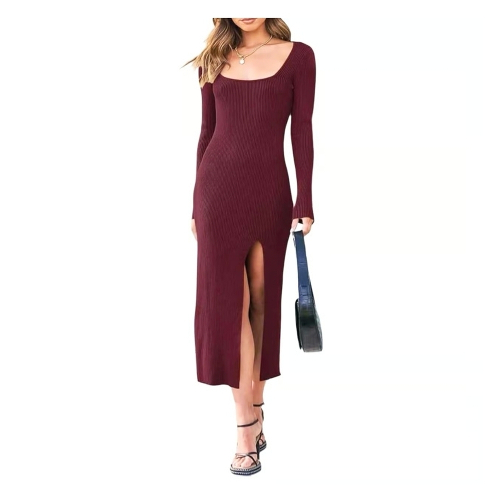 Red Long Sleeve Bodycon Cocktail Dress